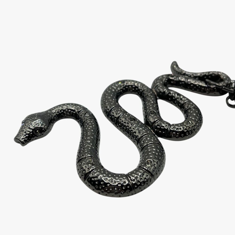 Black Snake Pendant Necklace Chunky Large Unisex Mens Statement Goth Grunge Punk